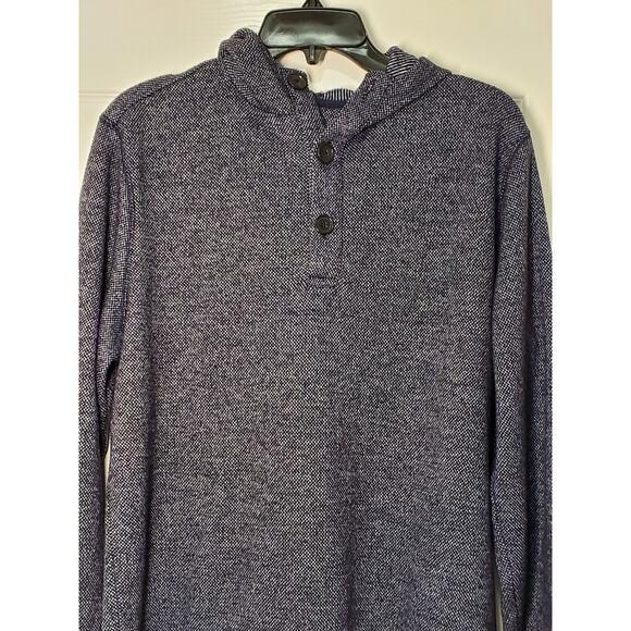 Banana Republic Men’s Hooded Henley Pullover Sweater Size L Blue Textured Knit - Picture 9 of 10
